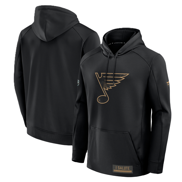 ST. LOUIS BLUES FANATICS NOTE LOGO I SALUTE HOODIE - BLACK Hoodie Fanatics