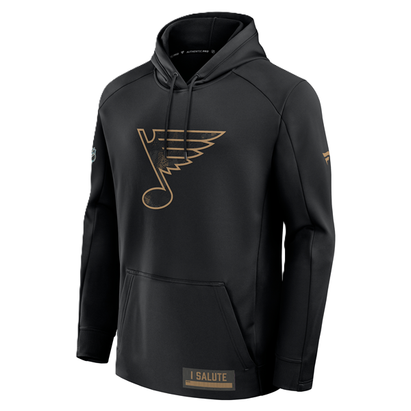 ST. LOUIS BLUES FANATICS NOTE LOGO I SALUTE HOODIE - BLACK Hoodie Fanatics