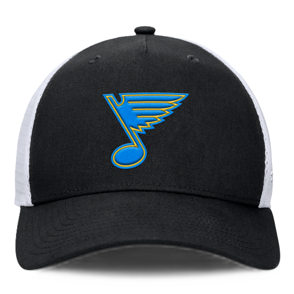 ST. LOUIS BLUES FANATICS NEW NOTE 3D PATCH MESH SNAPBACK - Black and White Hat Fanatics