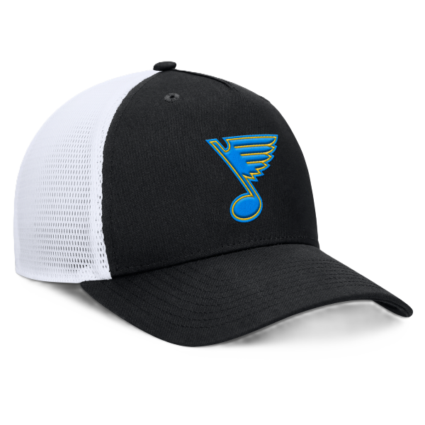 ST. LOUIS BLUES FANATICS NEW NOTE 3D PATCH MESH SNAPBACK - Black and White Adjustable Cap Fanatics