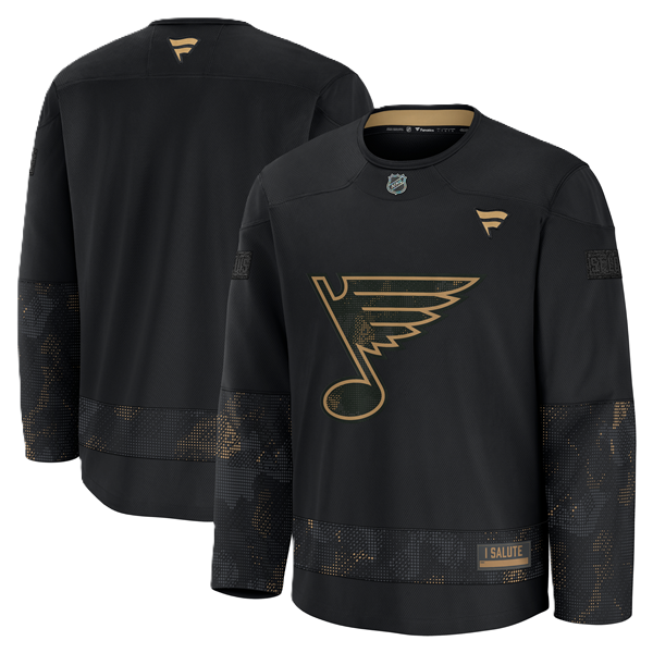 ST. LOUIS BLUES FANATICS NOTE LOGO I SALUTE BREAKAWAY JERSEY - BLACK Breakaway Fanatics