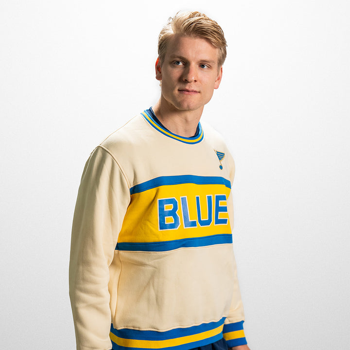 ST. LOUIS BLUES SERIES SIX BIG STRIPE HERITAGE CREW - NATURAL