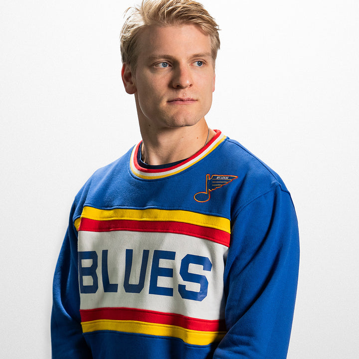 ST. LOUIS BLUES SERIES SIX BIG STRIPE RETRO CREW - ROYAL