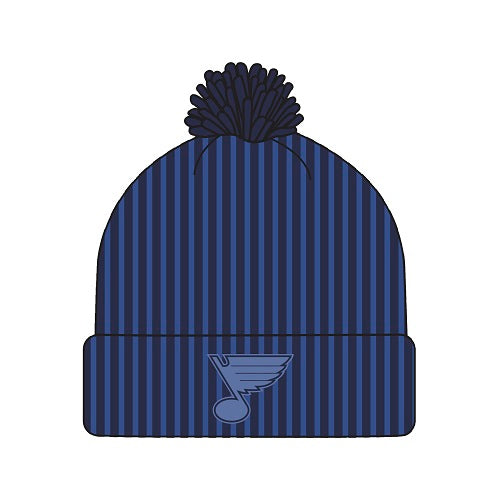 BLUES ADIDAS TONAL STRIPED POM KNIT Hat STL Authentics Navy OSFA
