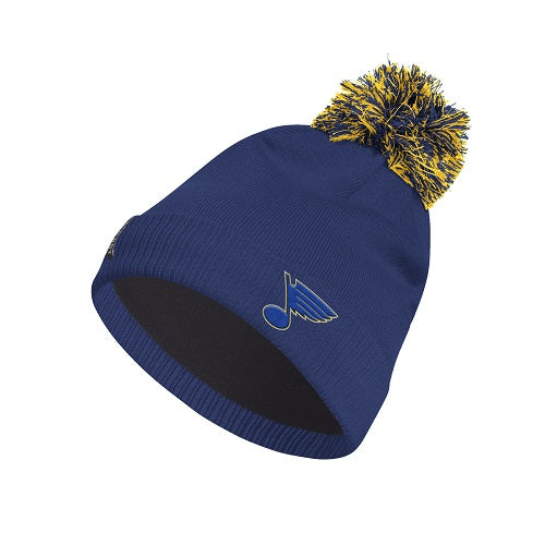 ST. LOUIS BLUES ADIDAS 2 TONE POM KNIT Hat adidas Navy OSFA 