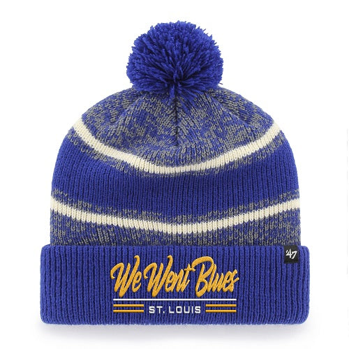 WE WENT BLUES '47 BRAND STRIPED POM KNIT - ROYAL Hat '47 Brand Royal  