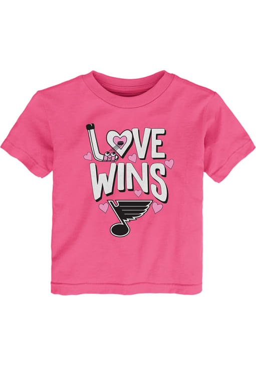 ST. LOUIS BLUES OUTERSTUFF TODDLER GIRLS LOVE WINS SHORT SLEEVE T-SHIRT - PINK