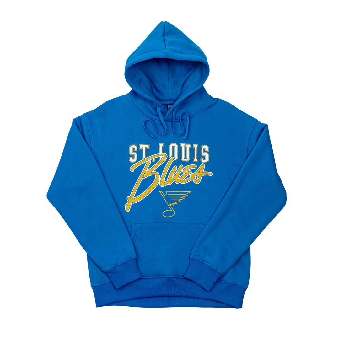 STL BLUES SCRIPT GLITTER HOODIE