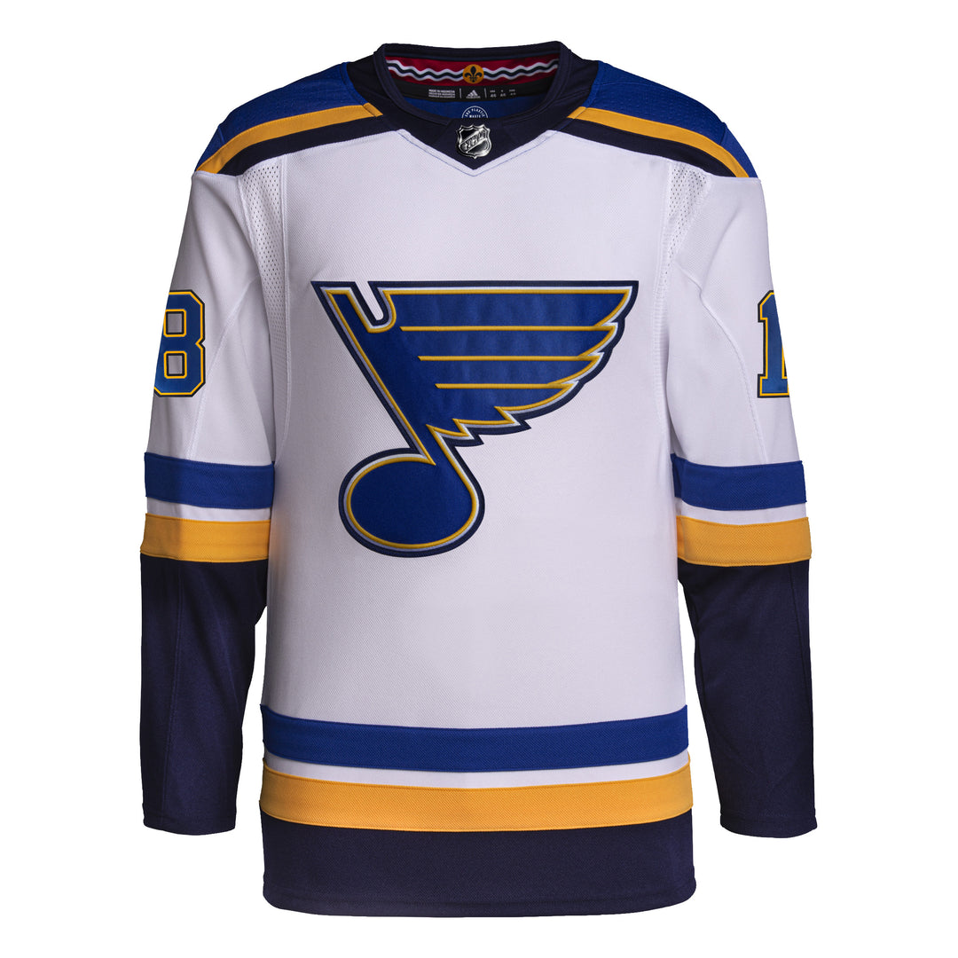 ST. LOUIS BLUES ADIDAS AUTHENTIC PRO-STITCH ROBERT THOMAS #18 ROAD JERSEY - WHITE