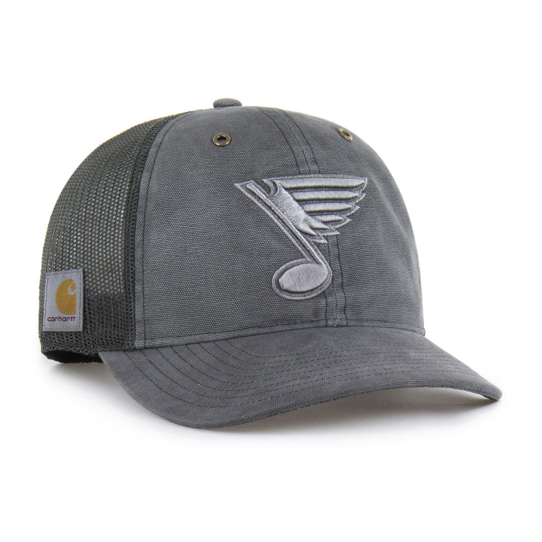 ST. LOUIS BLUES CARHARTT x '47 BRAND BLUE NOTE TRUCKER HAT - SHADOW Adjustable Cap '47 Brand