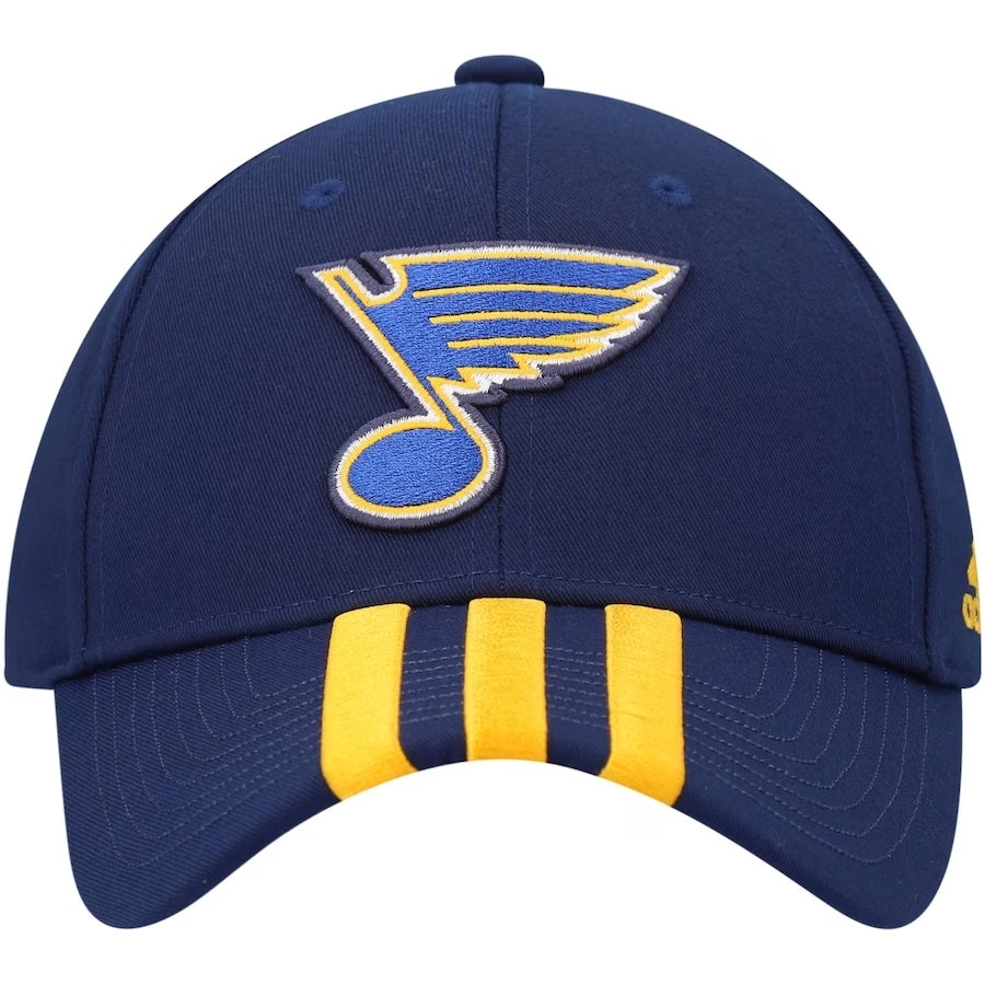 ST. LOUIS BLUES ADIDAS THREE STRIPE ADJUSTABLE SLOUCH FLEX FIT HAT - NAVY Hat adidas   