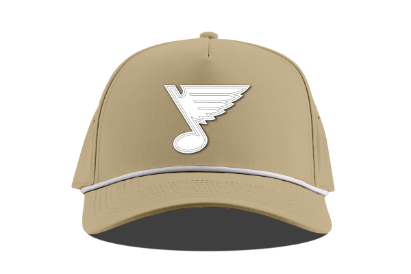 STL BLUES CURVED 5-PANEL ROPE SNAPBACK WHITE NEW NOTE - Sand Hat Branded Bills