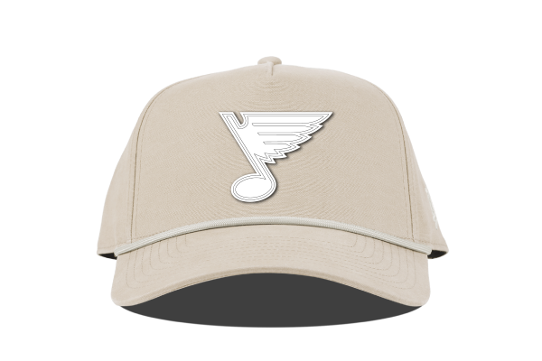 STL BLUES CURVED 5-PANEL ROPE SNAPBACK WHITE NEW NOTE - Beige Hat Branded Bills