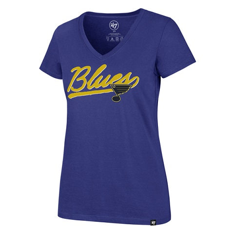 St. Louis Blues 47 Brand Womens Script Sweep Tee - Royal