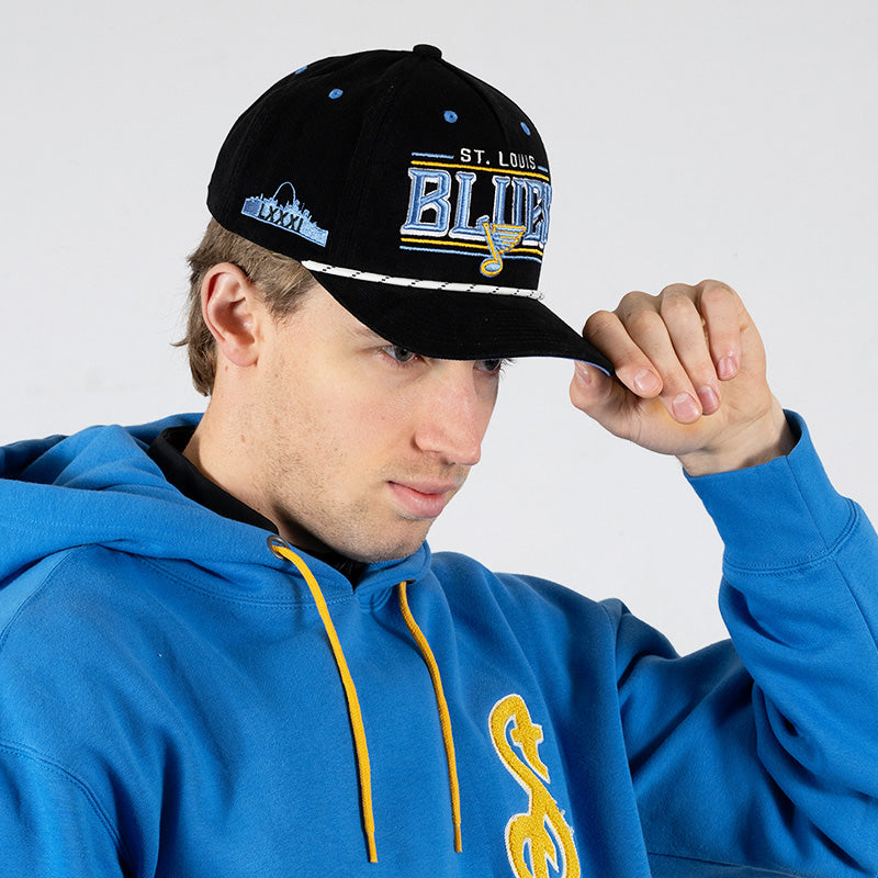 ST. LOUIS BLUES CAPX x DYLAN HOLLOWAY PIONEER CORDUROY SNAPBACK - BLACK Adjustable Cap CapX