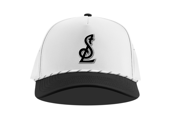 BLUES CURVED 5-PANEL ROPE SNAPBACK STL LOGO - White and Black Hat Branded Bills