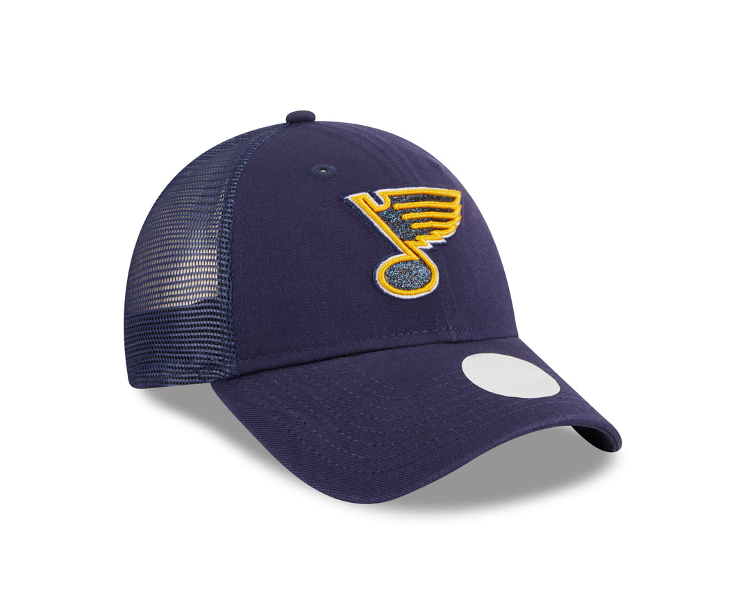 ST. LOUIS BLUES LADIES NEW ERA 9FORTY SPARKLE MESH SNAPBACK HAT NAVY - ADJ Hat New Era   