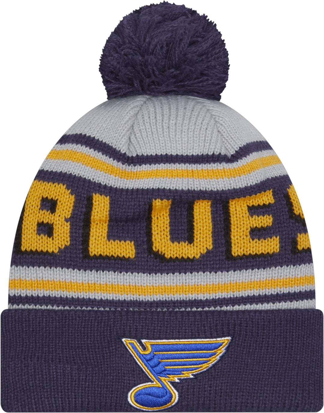 ST. LOUIS BLUES YOUTH NEW ERA STRIPED POM KNIT HAT - NAVY Knit New Era   