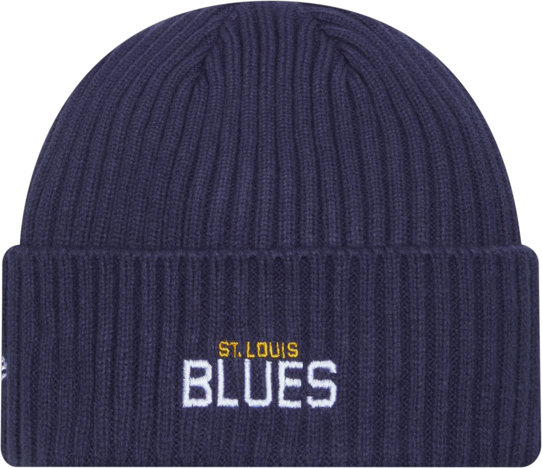 ST. LOUIS BLUES NEW ERA FLEECE LINED KNIT HAT - NAVY