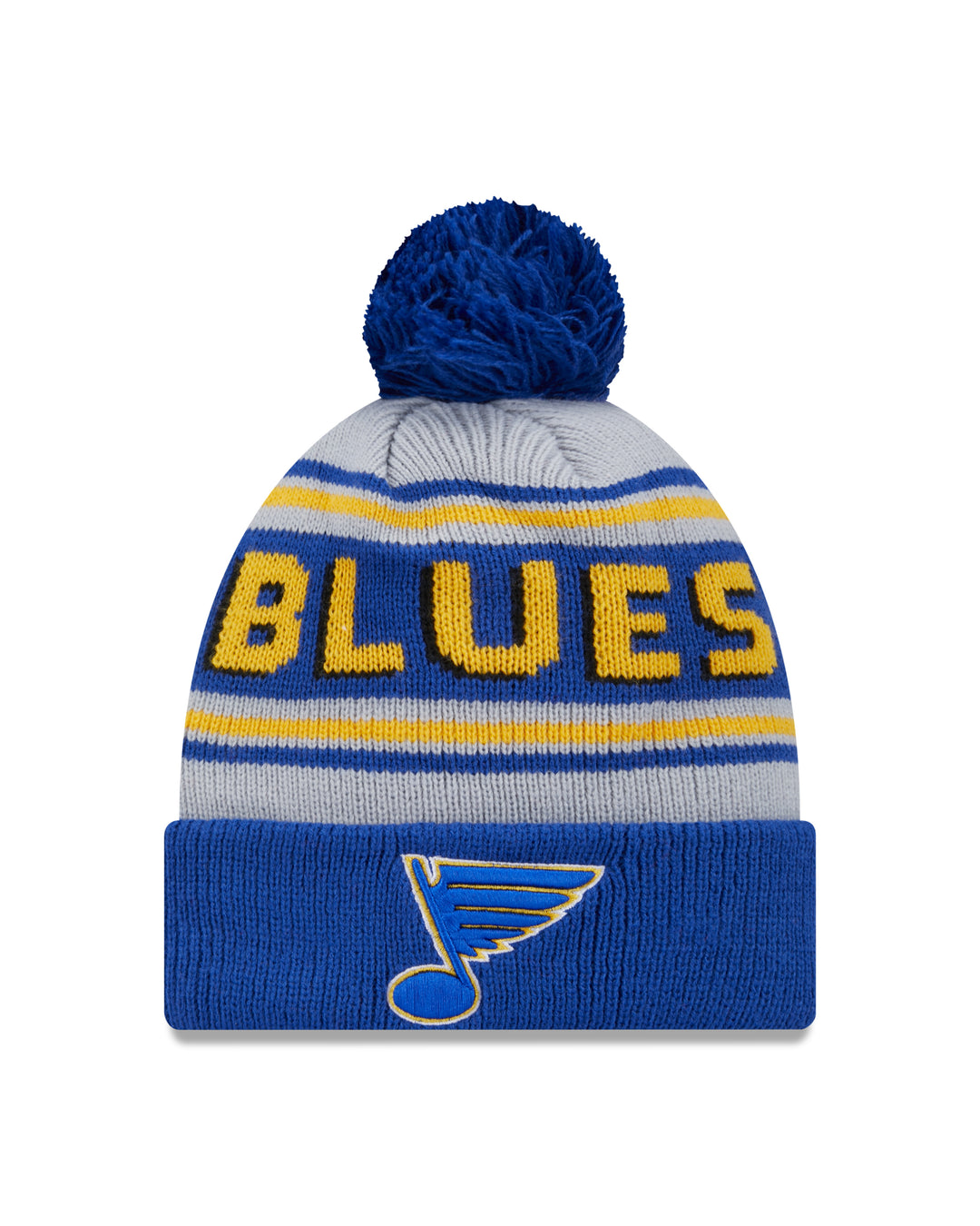 ST. LOUIS BLUES NEW ERA NOTE LOGO STRIPED POM KNIT - ROYAL Knit New Era