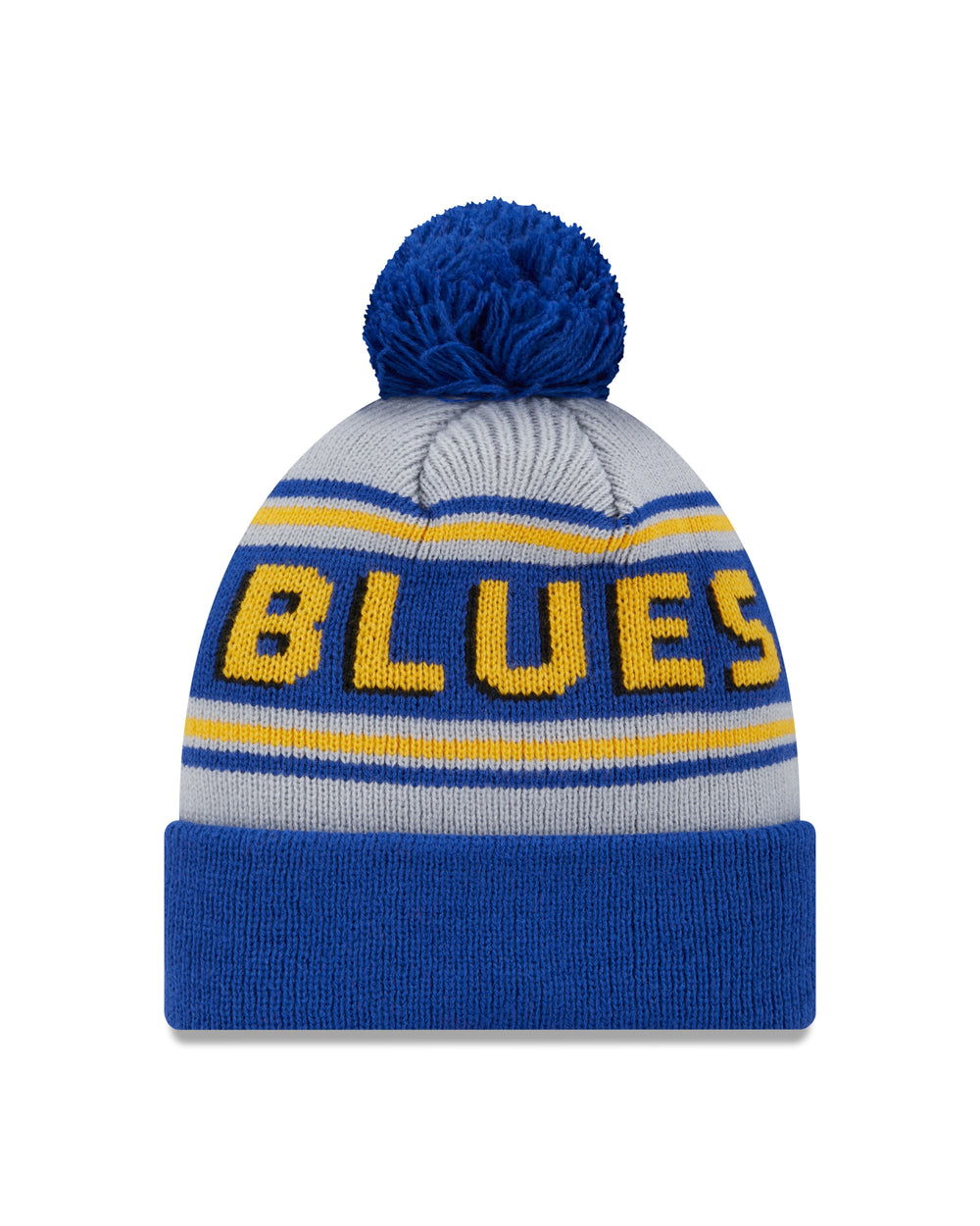 ST. LOUIS BLUES NEW ERA NOTE LOGO STRIPED POM KNIT - ROYAL Knit New Era