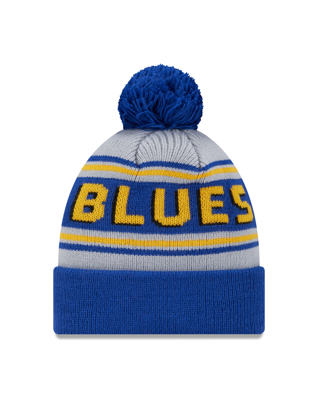 ST. LOUIS BLUES NEW ERA NOTE LOGO STRIPED POM KNIT - ROYAL Knit New Era