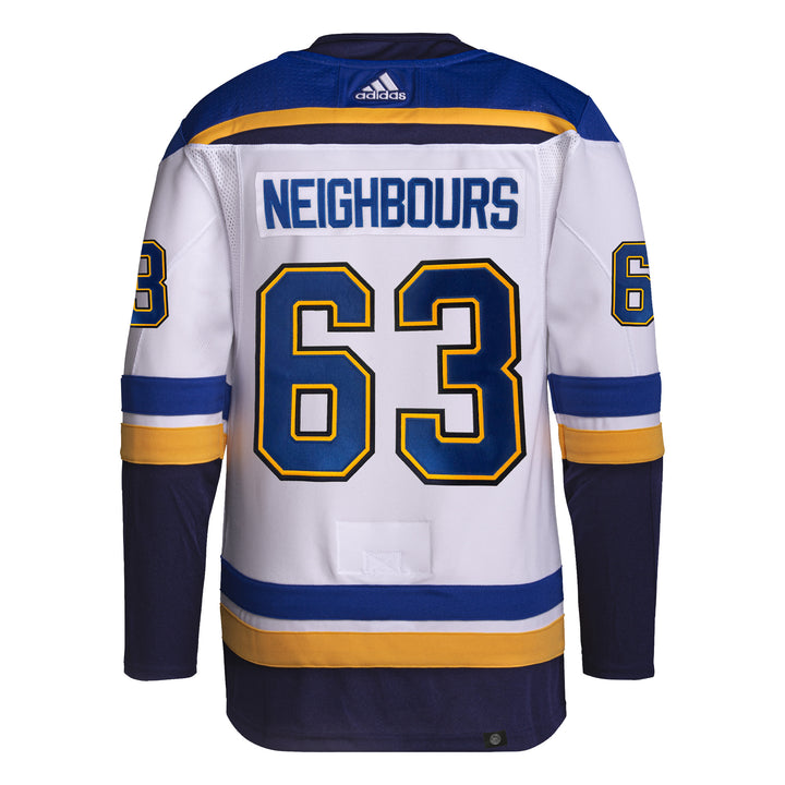 ST. LOUIS BLUES ADIDAS AUTHENTIC PRO-STITCH JAKE NEIGHBOURS #63 ROAD JERSEY - WHITE