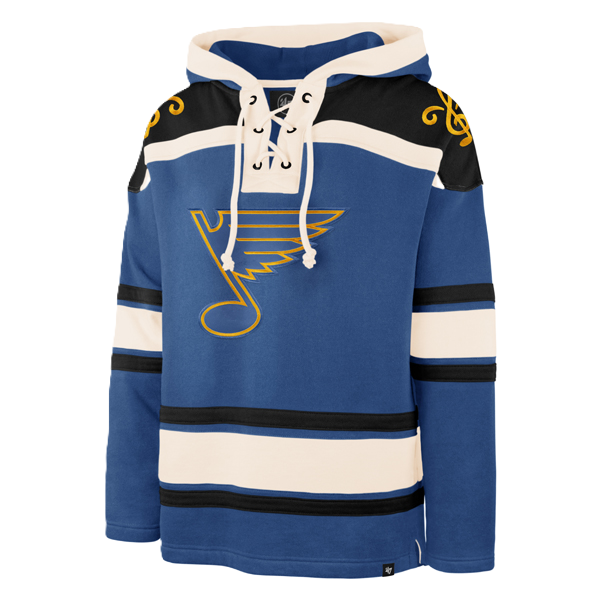 ST. LOUIS BLUES '47 BRAND NOTE LOGO SUPERIOR LACER HOODIE - BLUE/BLACK