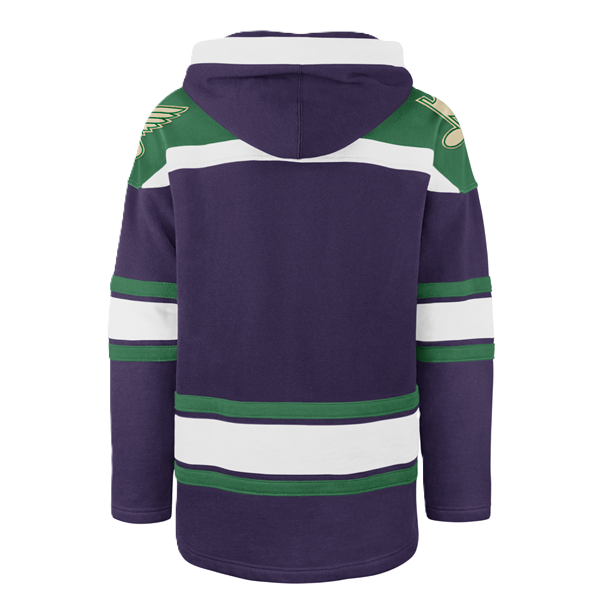 ST. LOUIS BLUES '47 BRAND MARDI GRAS FLEUR LOGO SUPERIOR LACER HOODIE - PURPLE Hoodie '47 Brand