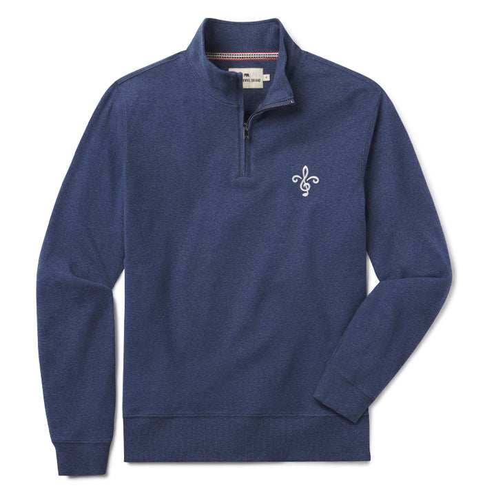ST. LOUIS BLUES THE NORMAL BRAND FLEUR LOGO ¼ ZIP – INDIGO BLUE Outerwear The Normal Brand