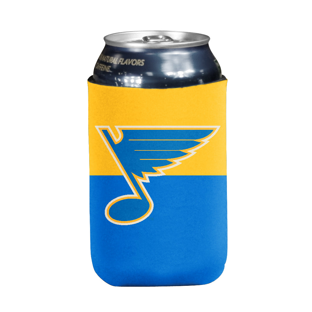 ST. LOUIS BLUES LOGO BRANDS AIR FORCE BLUE AND GOLD COLORBLOCK 12oz CAN KOOZIE Novelties Logo Brands   