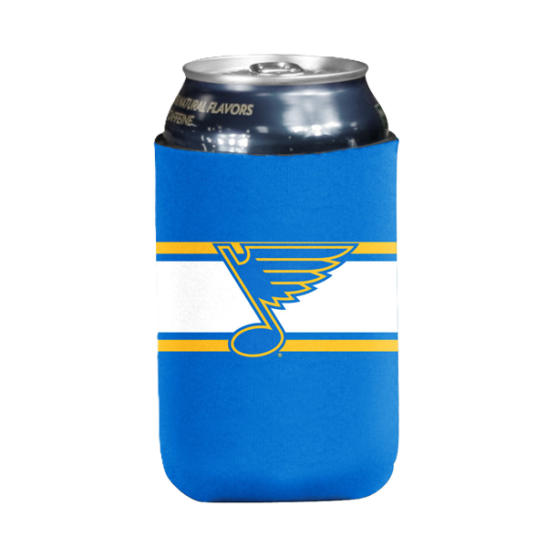 ST. LOUIS BLUES LOGO BRANDS NOTE LOGO STRIPE DESIGN KOOZIE CAN COOLER 12 OZ - BLUE Koozie Logo Brands