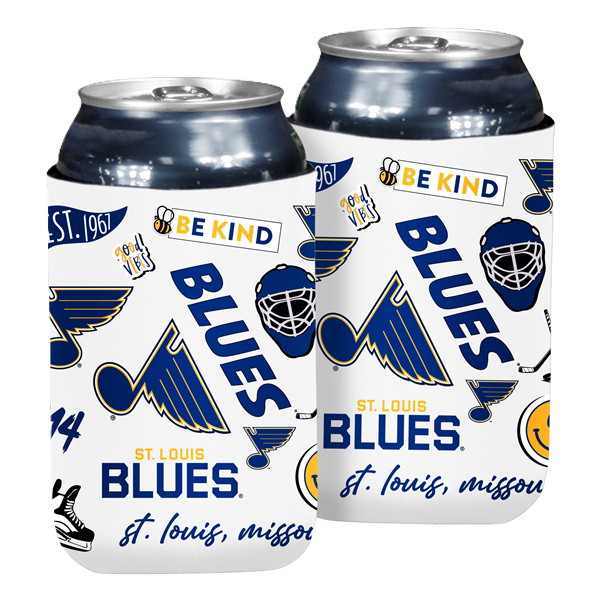 ST. LOUIS BLUES LOGO BRANDS NATIVE DESIGN KOOZIE CAN COOLER 12 OZ - WHITE Koozie Logo Brands