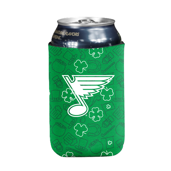 ST. LOUIS BLUES LOGO BRANDS ST. PATRICK'S DAY KOOZIE CAN COOLER 12 OZ - GREEN Koozie Logo Brands