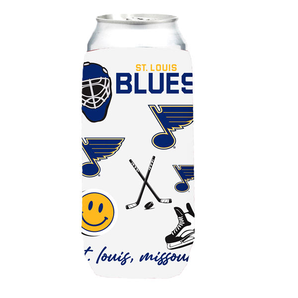 ST. LOUIS BLUES LOGO BRANDS NATIVE DESIGN KOOZIE CAN COOLER 25 OZ - WHITE Koozie Logo Brands