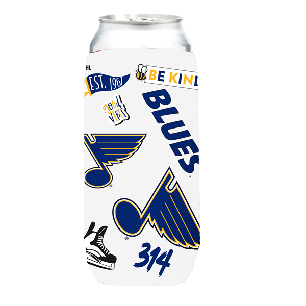 ST. LOUIS BLUES LOGO BRANDS NATIVE DESIGN KOOZIE CAN COOLER 25 OZ - WHITE Koozie Logo Brands