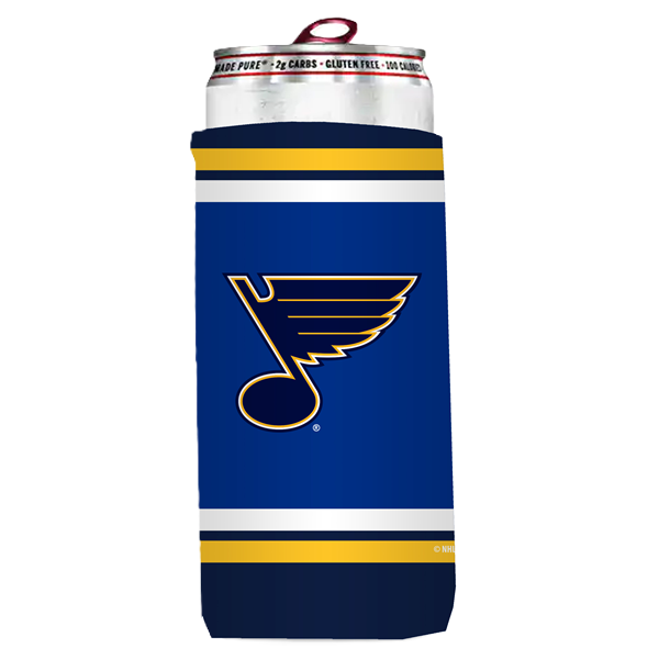 ST. LOUIS BLUES LOGO BRANDS NOTE LOGO STRIPED DESIGN KOOZIE CAN COOLER 25 OZ - ROYAL Koozie Logo Brands