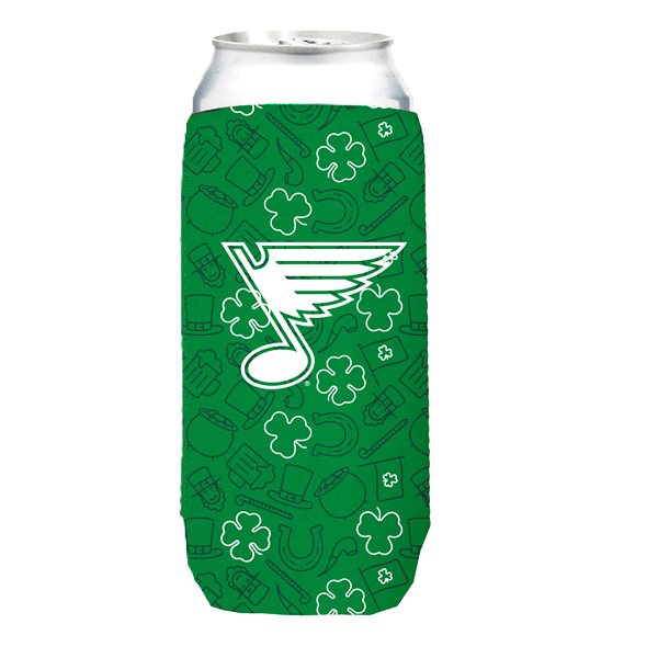 ST. LOUIS BLUES LOGO BRANDS ST. PATRICK'S DAY KOOZIE CAN COOLER 25 OZ - GREEN Koozie Logo Brands
