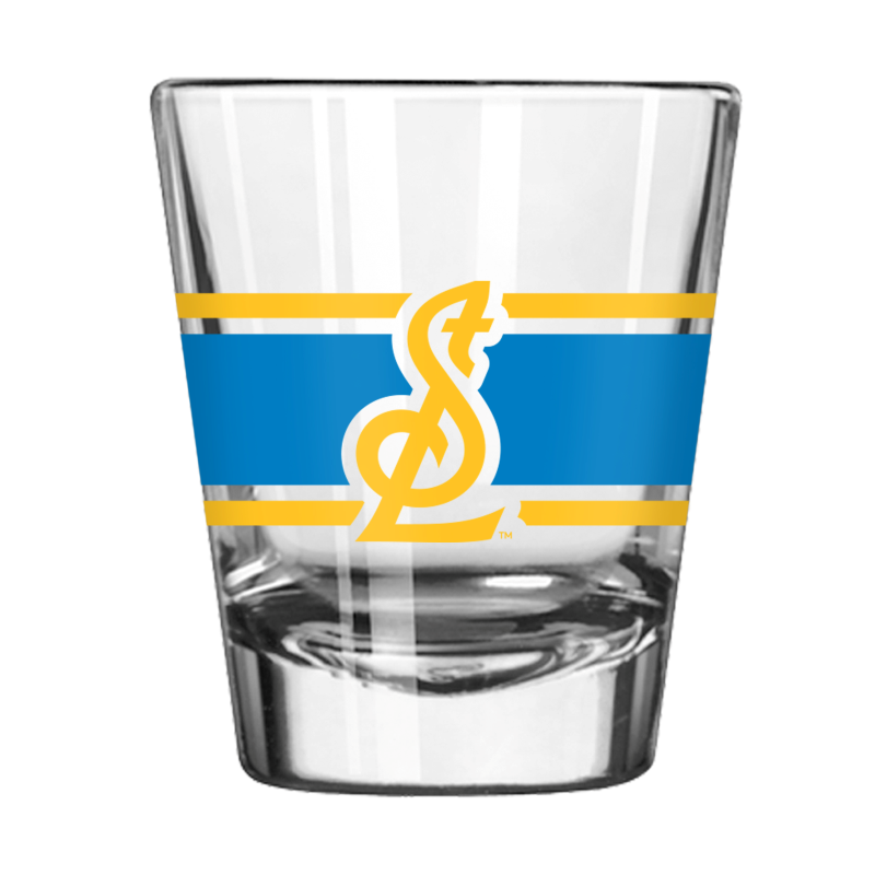ST. LOUIS BLUES STRIPE 2 OZ. SHOT GLASS - STL Logo Novelties Logo Brands