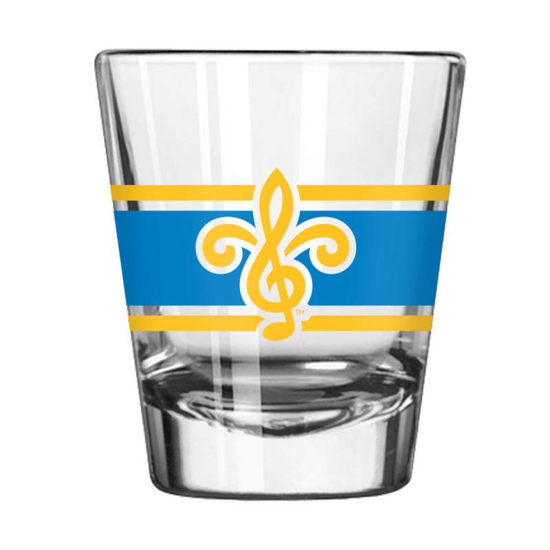 ST. LOUIS BLUES STRIPE 2 OZ. SHOT GLASS - FLEUR-DE-LIS Novelties Logo Brands