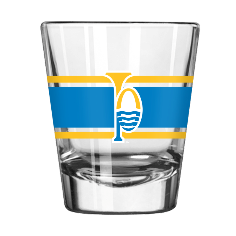 ST. LOUIS BLUES STRIPE 2 OZ. SHOT GLASS - RIVER MUSIC LOGO Novelties Logo Brands