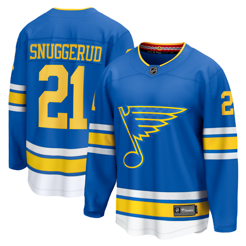 ST. LOUIS BLUES FANATICS BREAKAWAY HOME JERSEY - SNUGGERUD #21 Jersey Fanatics