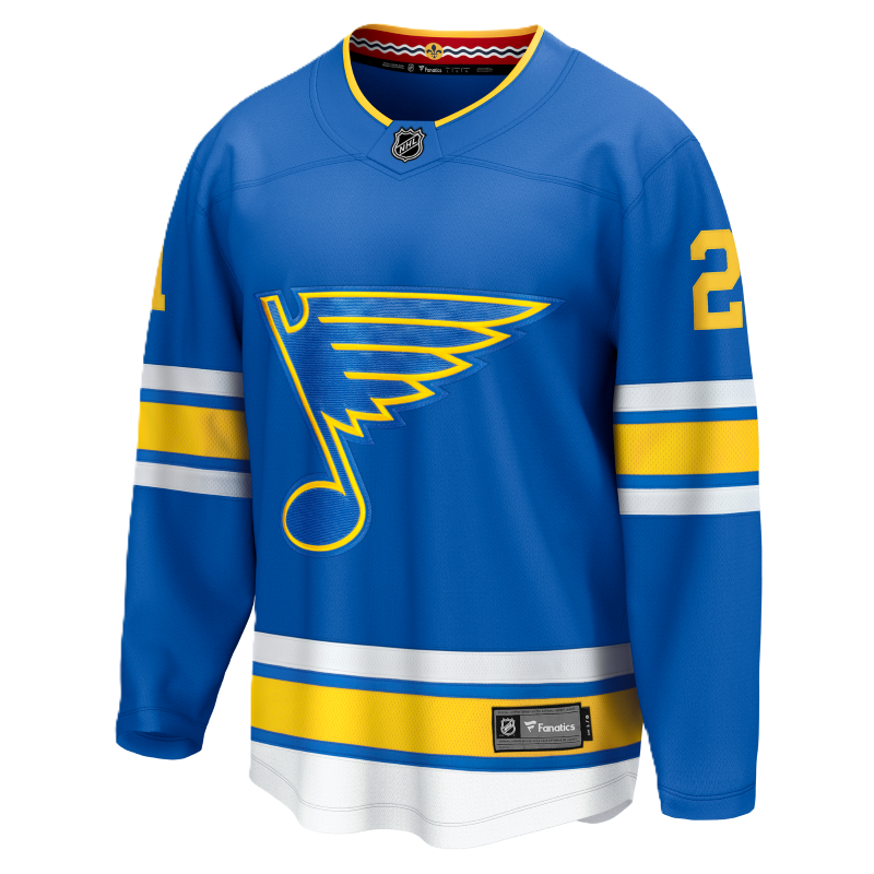 ST. LOUIS BLUES FANATICS BREAKAWAY HOME JERSEY - SNUGGERUD #21 Jersey Fanatics