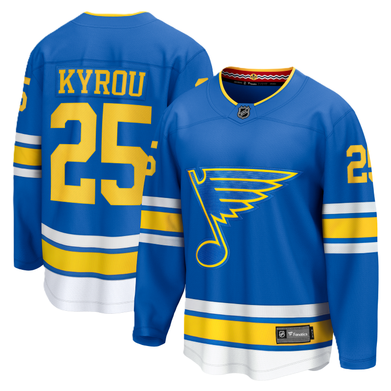 ST. LOUIS BLUES FANATICS BREAKAWAY HOME JERSEY - KYROU #25 Jersey Fanatics