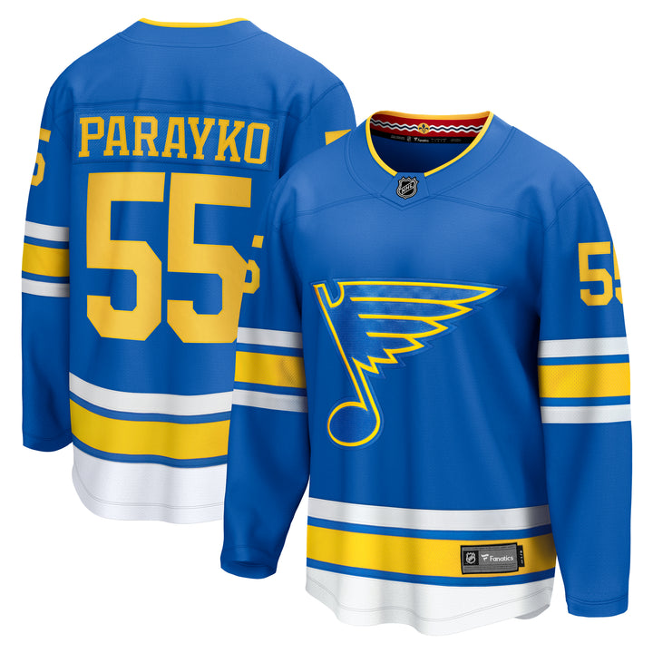 ST. LOUIS BLUES FANATICS BREAKAWAY HOME JERSEY - PARAYKO #55 Jersey Fanatics