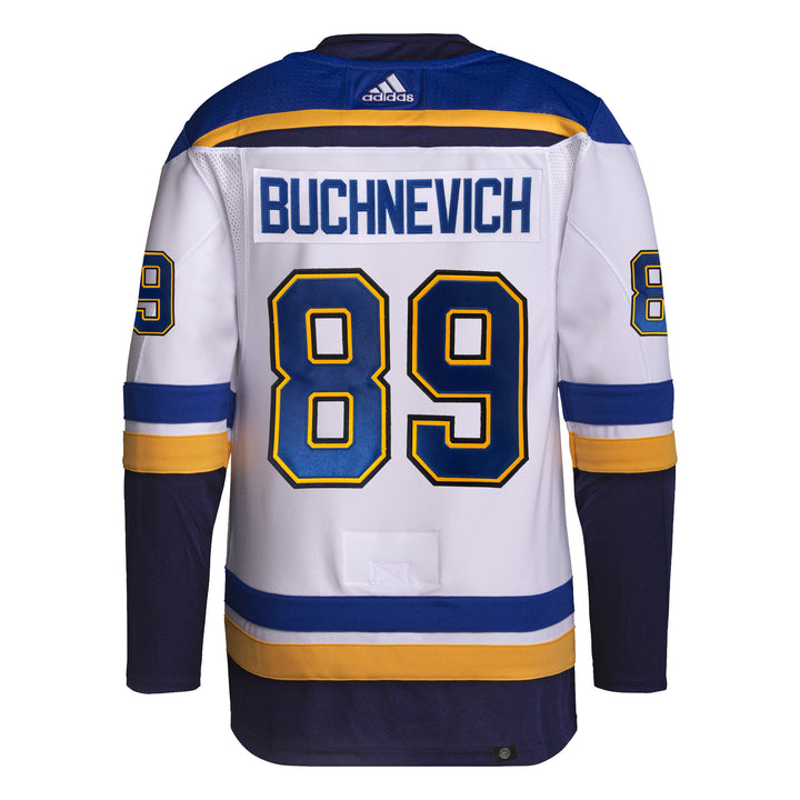 ST. LOUIS BLUES ADIDAS AUTHENTIC PRO-STITCH PAVEL BUCHNEVICH #89 ROAD JERSEY - WHITE