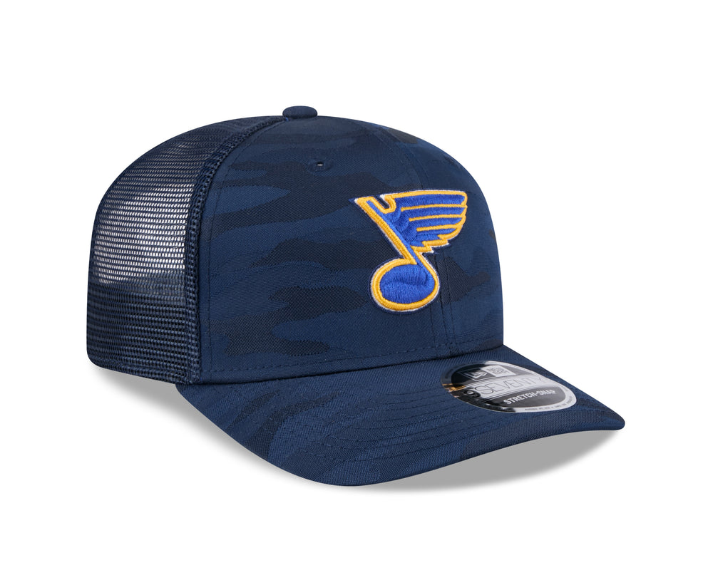 NEW ERA 970 ST. LOUIS BLUES NAVY CAMO MESH STRETCH SNAPBACK Hat New Era   