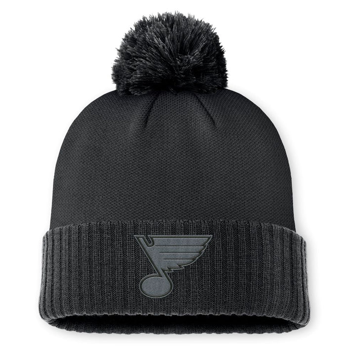 ST. LOUIS BLUES FANATICS AUTHENTIC PRO TONAL POM KNIT - BLACK Knit Fanatics   