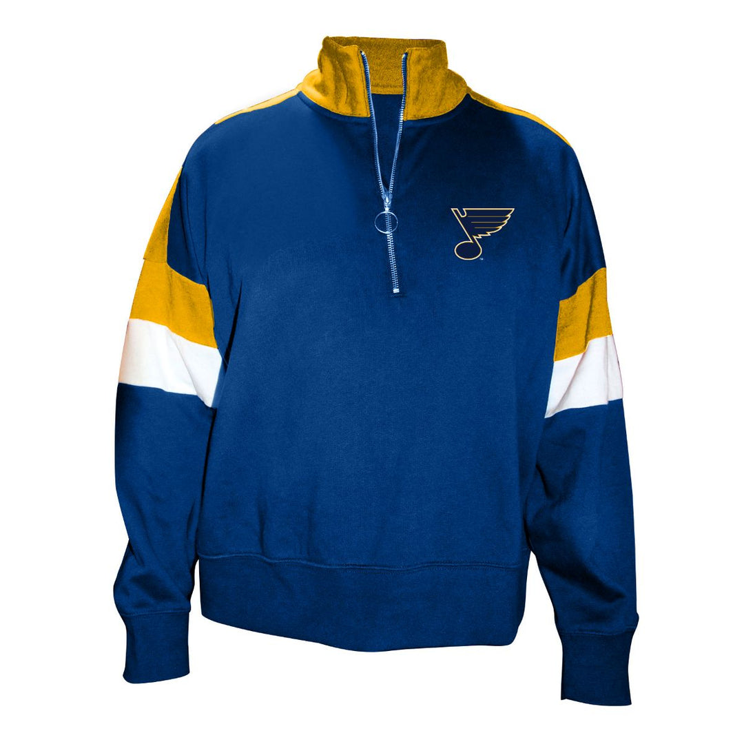 ST. LOUIS BLUES NOTE COLORBLOCK Q-ZIP - ROYAL Hoodie ETERNAL FORTUNE FASHION LLC
