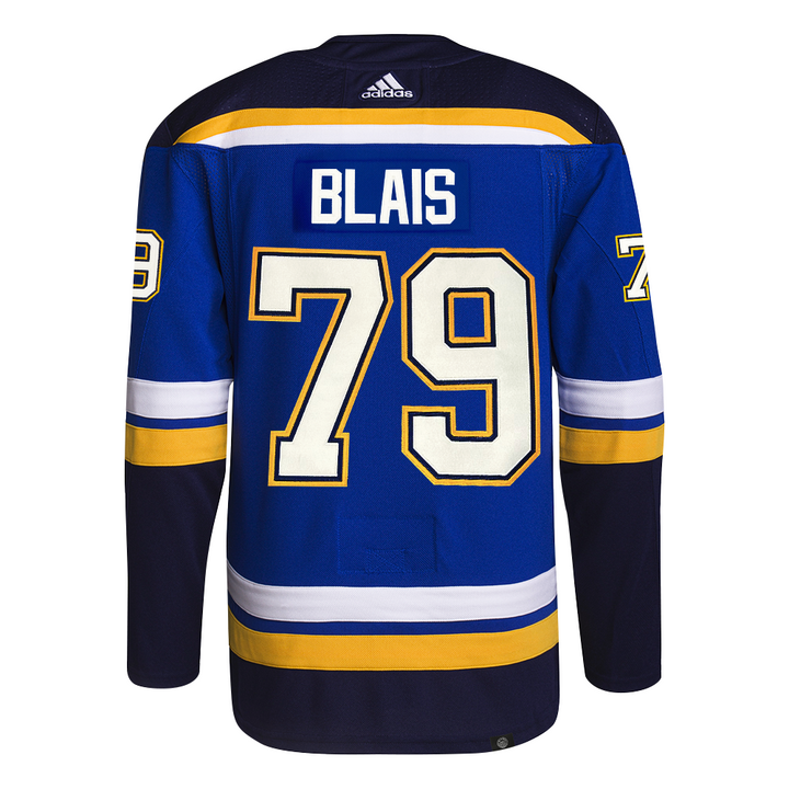 ST. LOUIS BLUES ADIDAS AUTHENTIC PRO-STITCH BLAIS #79 HOME JERSEY - BLUE